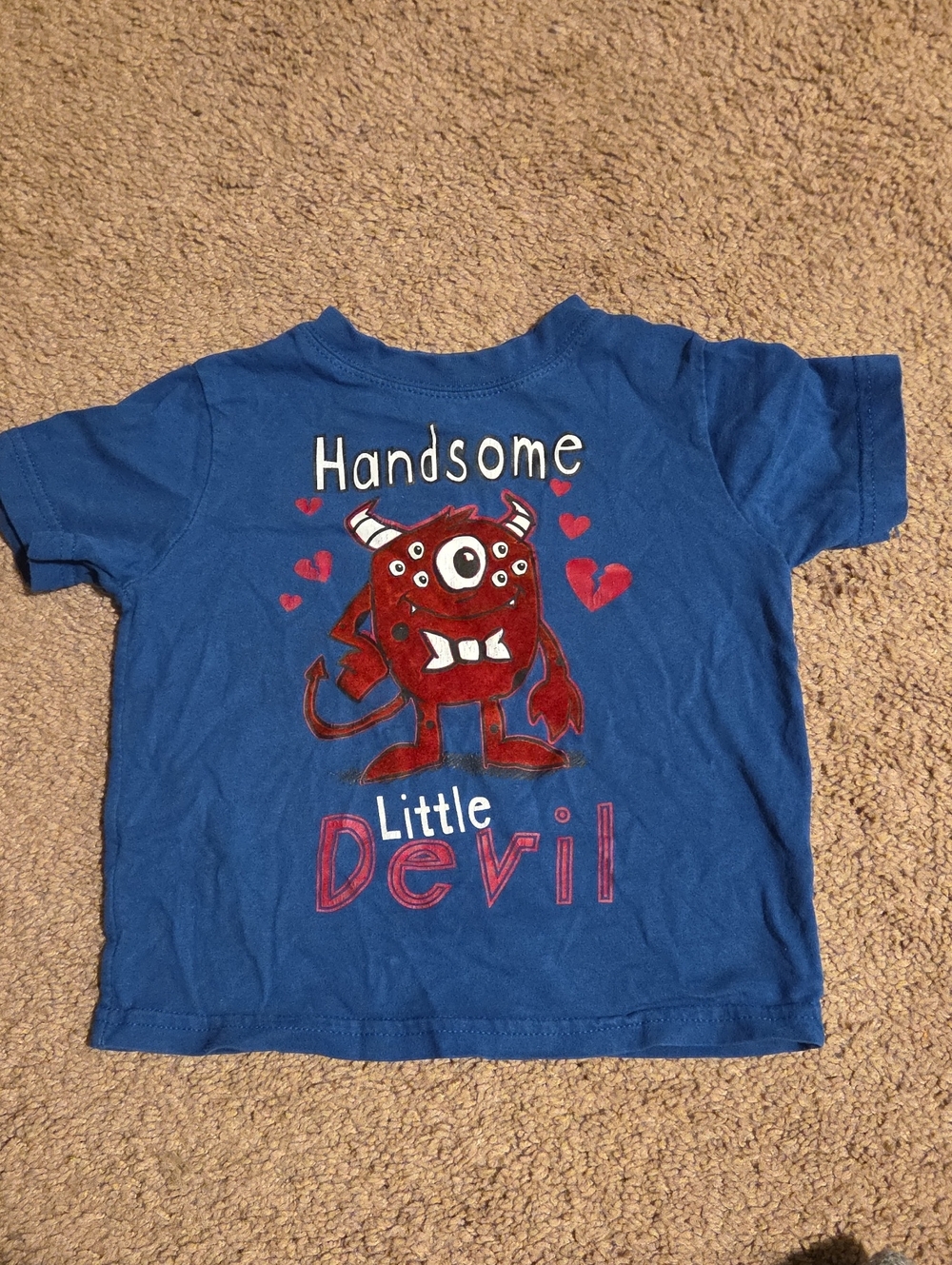 Faded Glory Blue Tee with Red Monster Graphic